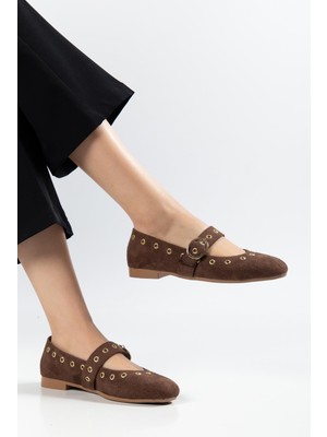 Suins Shoes Suins Mary Zımbalı Süet Kadın Babet Ayakkabı