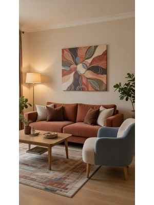 Safir Design Modern Botanik Soyut Kanvas Tablo Renkli Yaprak Desenli Duvar Sanatı