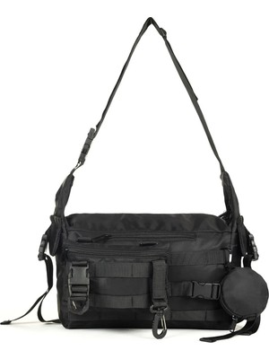 Necati Çanta Çok Gözlü Çıkartılabilen Aksesuarlı Postacı Çantası Siyah