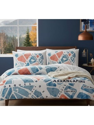 Taç Genç Modası Pamuklu Tek Kişilik Nevresim Takımı Selby Mavi