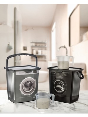 2'li Ölçekli 5l Deterjan Saklama Kutusu Seti Hediye Kap