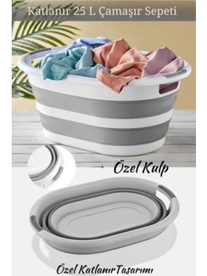 Katlanabilir Silikon Çamaşır Sepeti, Çok Amaçlı Düzenleyici, 25L