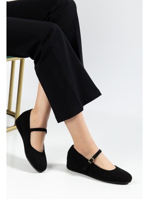 Suins Shoes Suins Maya Süet Kadın Gizli Topuk Babet Ayakkabı Dolgu Topuk Babet Ayakkabı