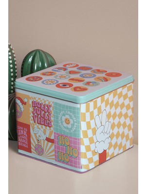 Renkli Baskılı Kare Metal Saklama Kutusu, Şık ve Fonksiyonel Depolama