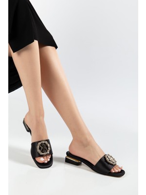 Suins Shoes Suins Larin Model Taş Toka Detaylı Saten Kadın Terlik