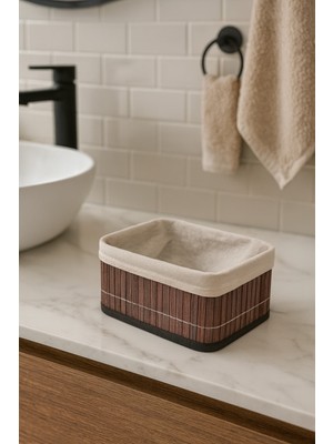 Katlanabilir Mini Dikdörtgen Bambu Organizer Sepet, Banyo Düzenleyici