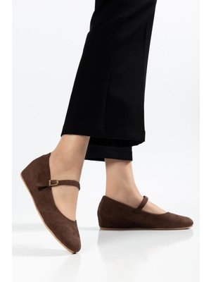Suins Shoes Suins Maya Süet Kadın Gizli Topuk Babet Ayakkabı Dolgu Topuk Babet Ayakkabı
