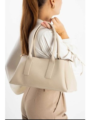 Özüm Takı Çanta Kadın Uzun Askılı Silindir Model Kol ve Omuz Çanta Vizon