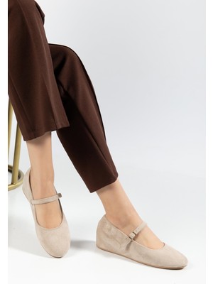 Suins Shoes Suins Maya Süet Kadın Gizli Topuk Babet Ayakkabı Dolgu Topuk Babet Ayakkabı