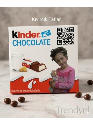 Kinder Chocolate Fotoğraflı ve Qr Kodlu Kişiye Özel Hediye Çikolata Parti, Doğum Günü, Çocuk, Sevgiliye