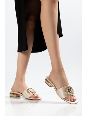 Suins Shoes Suins Larin Model Taş Toka Detaylı Saten Kadın Terlik