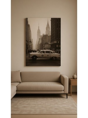 Safir Design Ikonik New York Taksi ve Gökdelenler Modern Kanvas Tablo