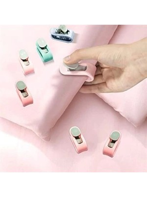 4 Adet Iğnesiz Yatak Örtüsü ve Perde Sabitleyici Klips Seti