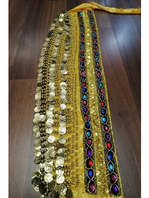 Kaftan Collection Kadife Şakira Kemeri Sarı Renk 150 cm Uzunluk 22 cm Genişlik 320 gram Aksesuar