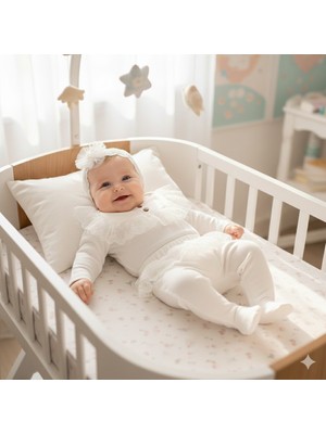 Miniday Baby Kız Bebek Hastane Çıkışı Dantelli 2'li Takım Yenidoğan Body Takım