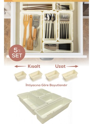 5'li Ayarlanabilir Çekmece Düzenleyici Organizer Seti