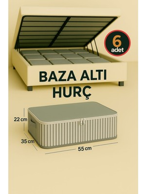 6'lı Antrasit Çizgili Orta Boy Baza Altı ve Çekyat Tipi Hurç