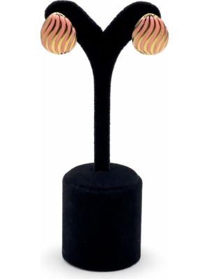 Pangu Altın Renk Dalga Desenli Çelik Küpe