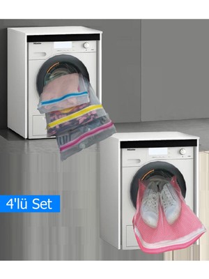 4'lü Set: Çamaşır ve Ayakkabı Yıkama Filesi, Pratik Temizlik Seti