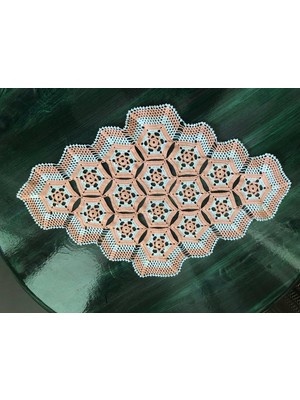 Mor Tırtıl El Işi Dantel Işleme Tepsi Örtüsü, Sehpa Örtüsü, Hediyelik, Çeyizlik