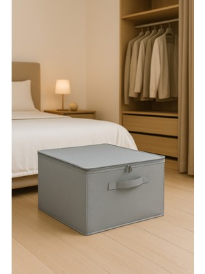 Büyük Boy Füme Hurç, Fermuarlı, Katlanabilir Saklama ve Düzenleme Kutusu