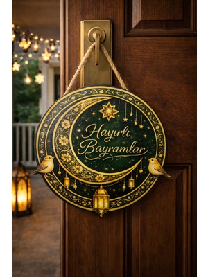 Pairla 25-25 cm Hoş Geldin Ramazan Dekorlu Ahşap Kapı Süsü, Ramazan Süsleri Ramazan Hediyem