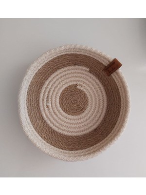 Şık Hasır ve Ekru Sepet, 17X5 Cm, Düzenleyici ve Dekoratif Hediye