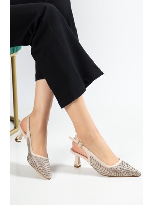 Suins Shoes Suins Sarrah Model Lazer Taş Işlemeli Galvaniz Mini Topuklu Abiye Ayakkabı