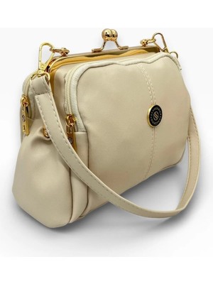 Mercan Bags Kadın Klipsli 4 Bölmeli Ayarlanabilir Çapraz Askılı Yumuşak Suni Deri Omuz ve Çapraz Çanta