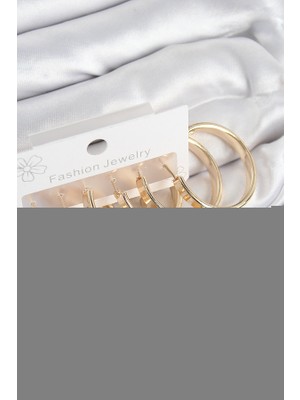 Similar Pirinç Halka Model Gold Renk Kadın Set Küpe - TJ-BKP11049