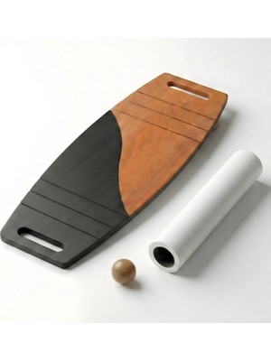 Wood Sone Art Siyah/kahve Denge Tahtası Balance Roller Board Çift Fonksiyonlu Sörf Eğitim Tahtası Kaykay Eğitim Tahtası 73 x 31 cm