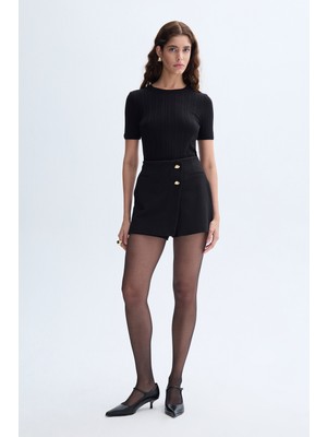 Kruvaze Mini Şort Etek