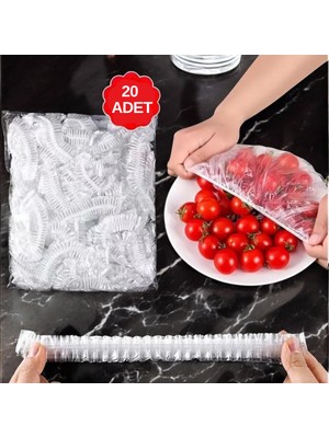 20 Adet Pratik Elastik Gıda Saklama Kapağı, Tekrar Kullanılabilir ve Hijyenik