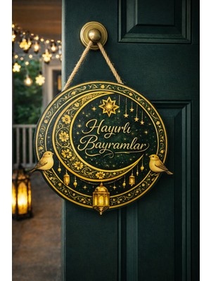 Pairla 25-25 cm Hoş Geldin Ramazan Dekorlu Ahşap Kapı Süsü, Ramazan Süsleri Ramazan Hediyem