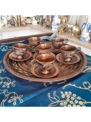 Sadrazamantik Antika Bakır Tepsili Takım