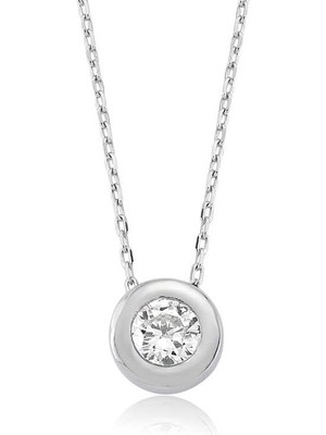 Similar 925 Ayar Gümüş Tek Taşlı Kadın Gümüş Kolye PT2580001 (1177)