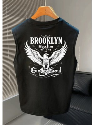 Punix Kids Özel Seri Brooklyn Sırt Baskılı %100 Pamuk Yeni Trend Kolsuz Erkek Çocuk T-Shırt