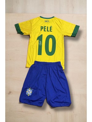Çağrı Giyim Nostaljik Brezilya Pele Çocuk Forması