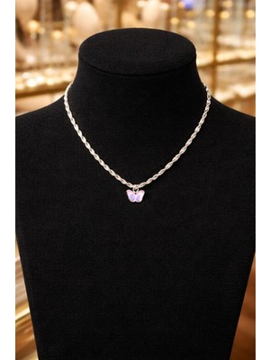 Nati Co Kelebek Figürlü Burgu Zincir Gümüş Renk Kadın Kolye