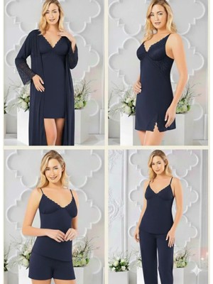 Miss Ayza 330 Bayan Penye 6'lı  Kısa Gecelik & Sabahlık Takım