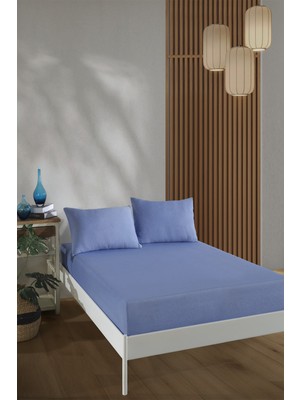 %100 Pamuk Çarşaf Takimi-Mavi