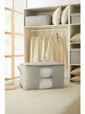 Büyük Boy Pencereli Gri Balıksırtı Yastık Yorgan Kazak Hurcu 60X43X35