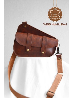 Oh Deer Leather Hakiki Frisco Deri Saddle Bag Omuz & Çapraz Askılı Çanta Günlük Kullanım – Kahverengi