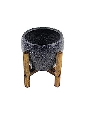 MarkEntegra 15 cm Gri Granit Toprak Saksı, 4 Ayaklı Tasarım