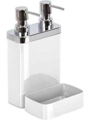 MarkEntegra Şık Beyaz 2'li Süngerli Sıvı Sabunluk Seti