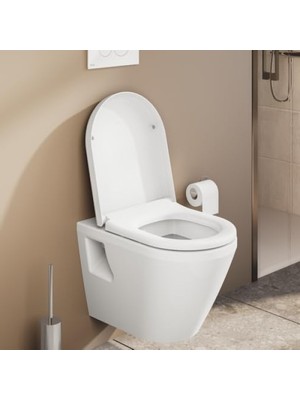 MarkEntegra Yavaş Kapanır Universal Klozet Kapağı - Beyaz, Kolay Sök-Tak