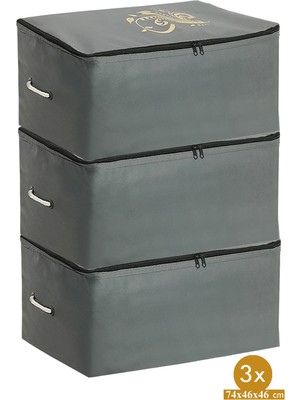 Set 3 Adet Yastık ve Yorgan Organizerleri, 74X46X46 Cm, Dolap Düzenleyici