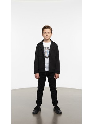 Stilera Erkek Çocuk Blazer Ceket Tişört Pantolon 3'lü Takım Bayramlık Kombin 7-10 Yaş