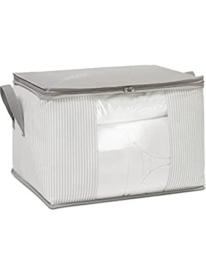 MarkEntegra Orta Boy Pvc Pencereli Gri Çizgili Hurç, 45 x 40 x 30 cm