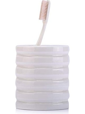 MarkEntegra Oval Çizgili Seramik Diş Fırçalık